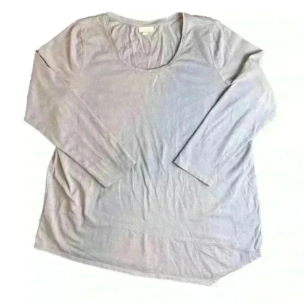 J.Jill Pure Jill Tunic Top Size XL Asymmetrical Hem Long Sleeve Purple *FLAW*
